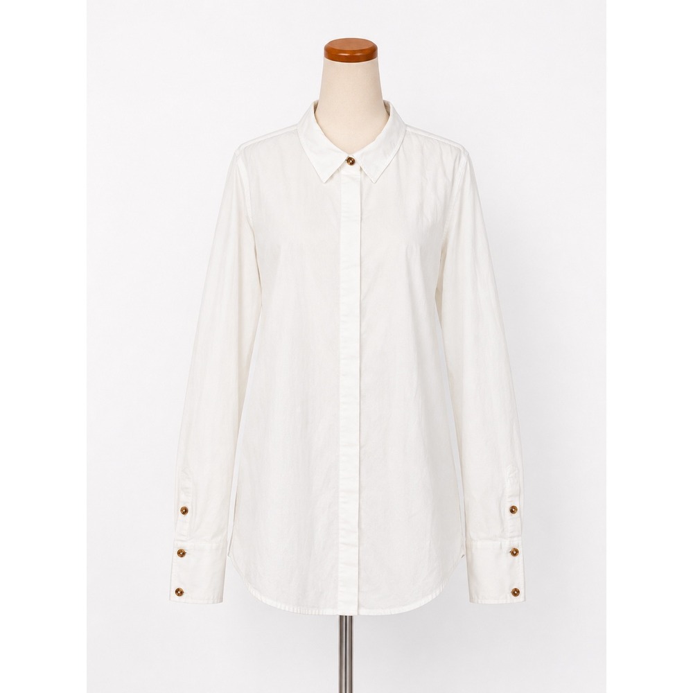 Universal Standard White Hidden Button Down Shirt Long Sleeve Cotton M (18-20)